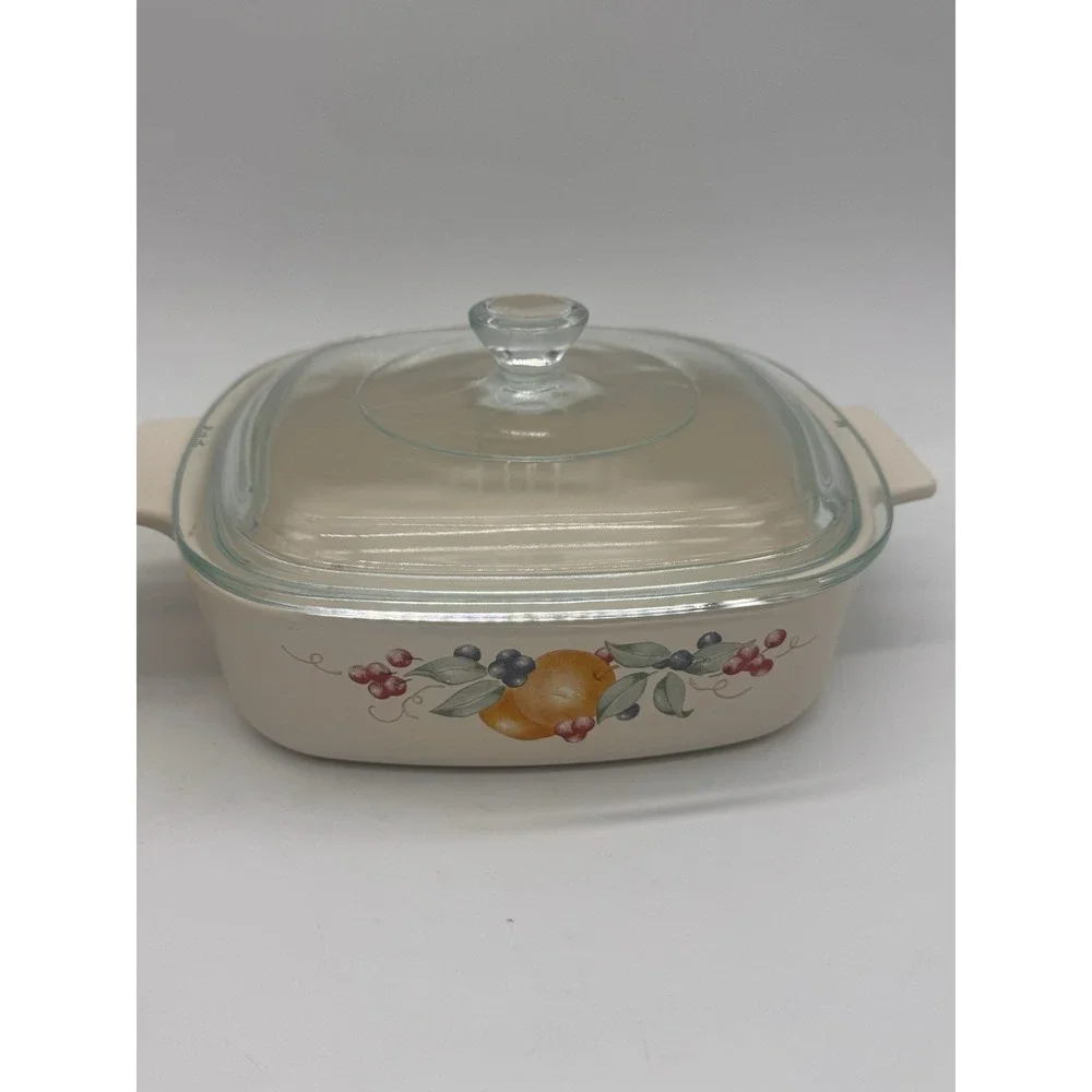 Casserole Dishes w/Lid Corning Ware Abundance Fruit‎ A-1.5-B 1.5 L and A-1-B 1 L